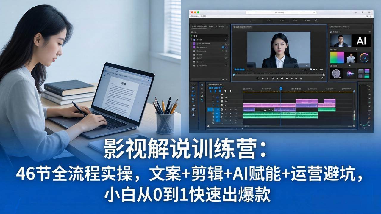 （18053期）影视解说特训营：46节全流程实操，文案+剪辑+AI赋能+运营避坑，小白从0到1快速出爆款-小白项目网
