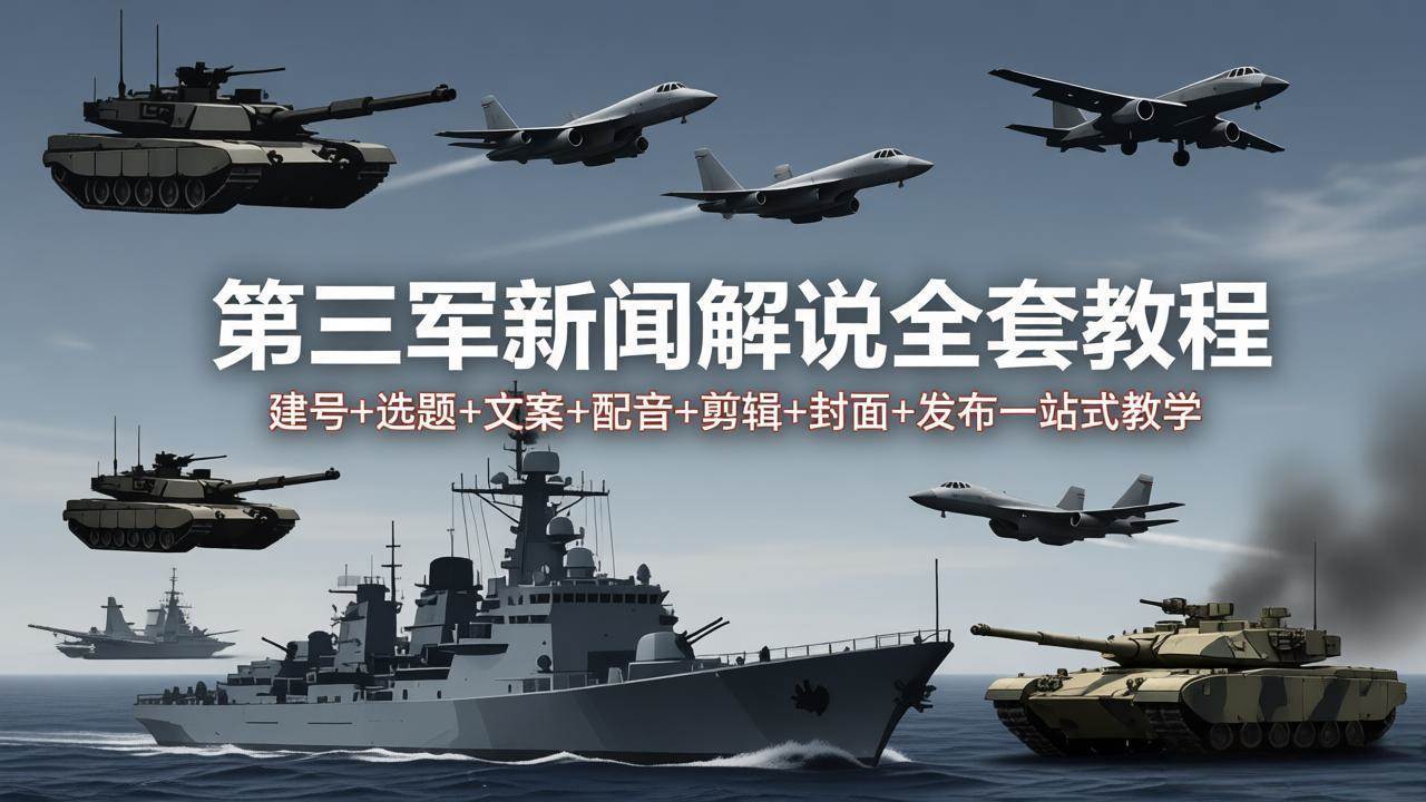 （18081期）第三军迷新闻解说全套教程：建号+选题+文案+配音+剪辑+封面+发布一站式教学-鹊桥梦网创
