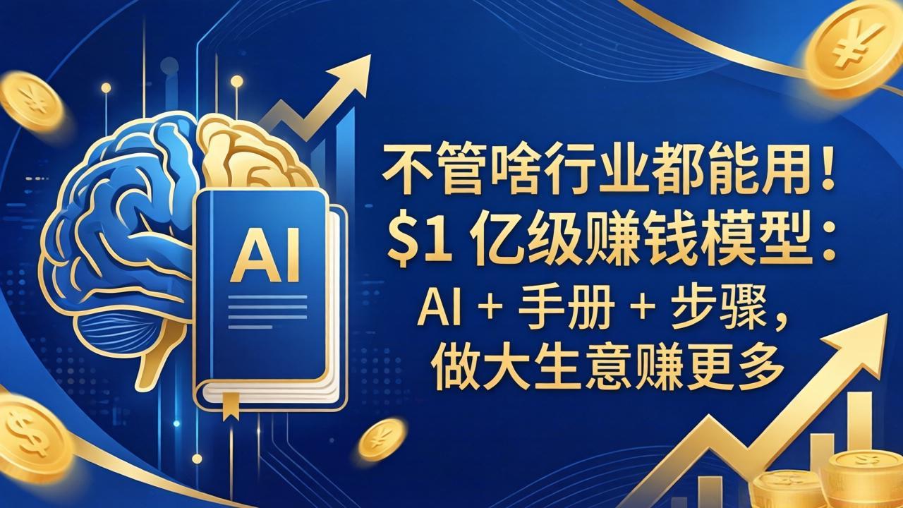 不管啥行业都能用！$1 亿级赚钱模型：AI + 手册 + 步骤，做大生意赚更多-多课资源站