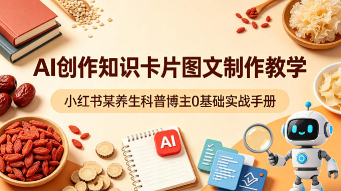 AI创作知识卡片图文制作教学，小红书某养生科普博主0基础实战手册-怪兽网创俱乐部