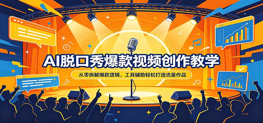 AI脱口秀爆款视频创作教学：从零拆解爆款逻辑，工具辅助轻松打造流量作品-多课资源站