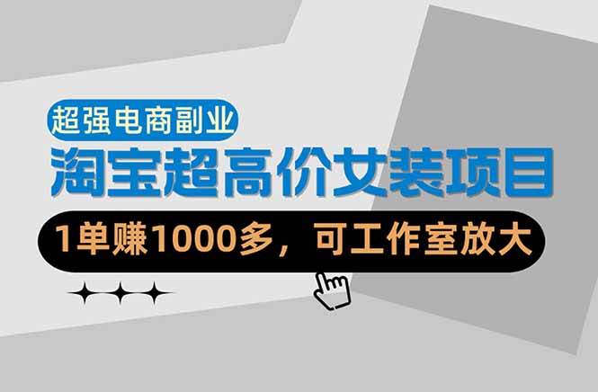 （18091期）【超强副业】淘宝超高价女装项目：1单赚1000多，可工作室放大（共52节）-邪修侠 - 演示