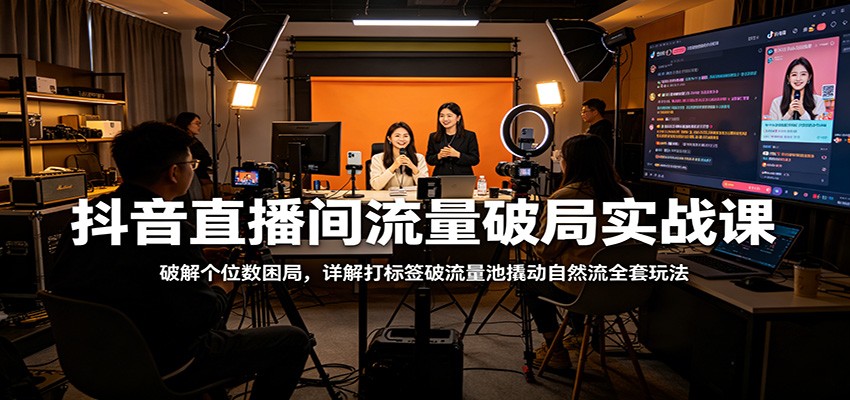 抖音直播间流量破局实战课：破解个位数困局，详解打标签破流量池撬动自然流全套玩法-小白项目网