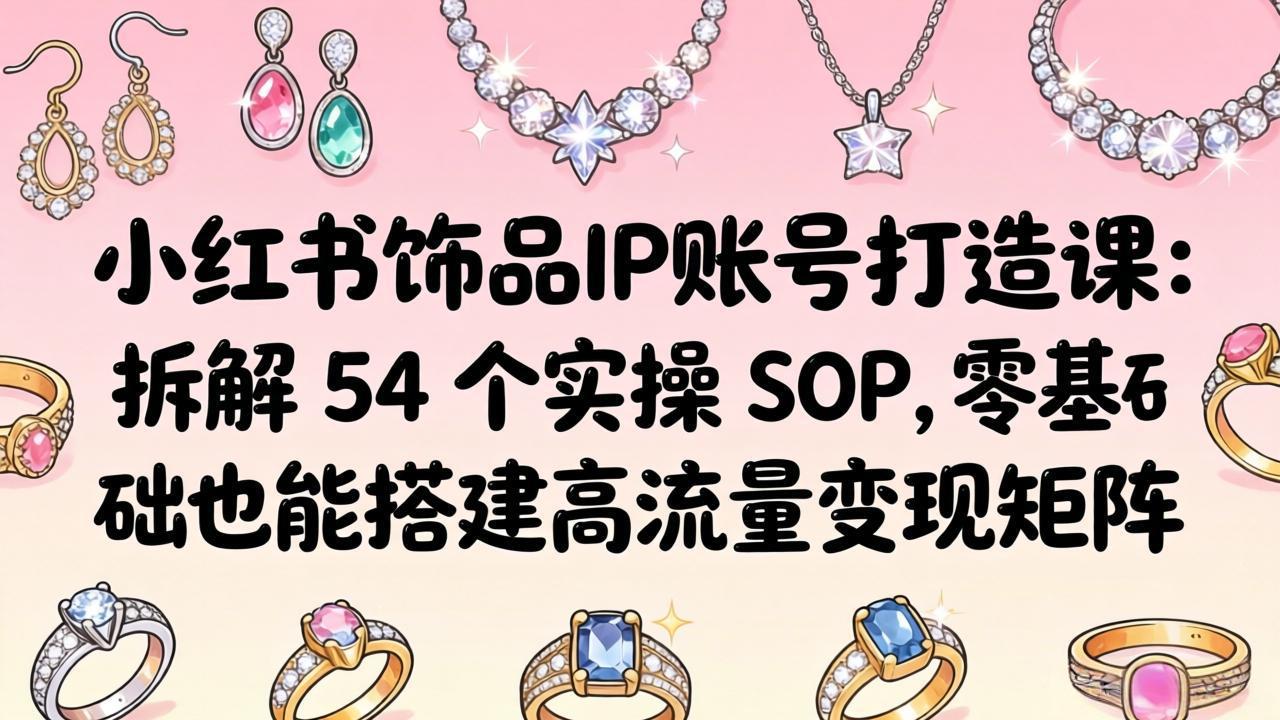 小红书饰品IP账号打造课：拆解 54 个实操 SOP，零基础也能搭建高流量变现矩阵-小小石博客
