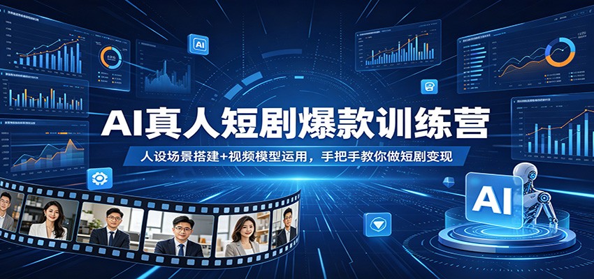 AI真人短剧爆款训练营：人设场景搭建+视频模型运用，手把手教你做短剧变现-极栈网络