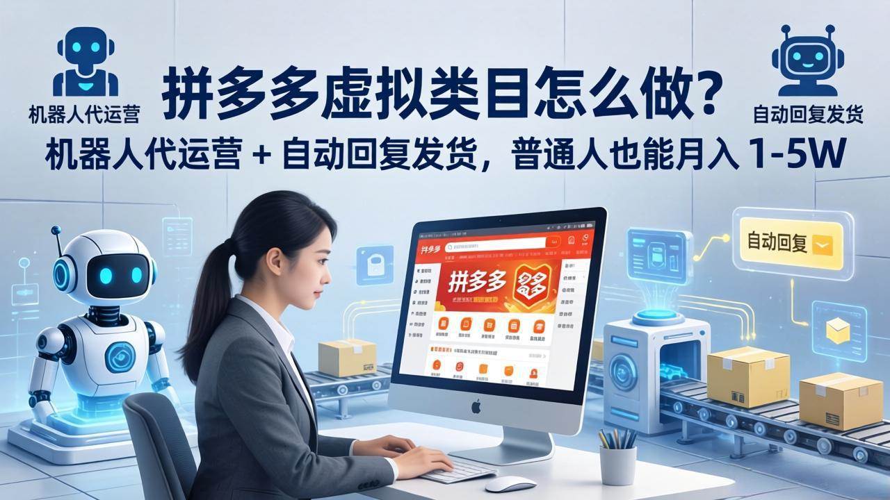 （18111期）拼多多虚拟类目怎么做？机器人代运营 + 自动回复发货，普通人也能月入 1-5W-极栈网络