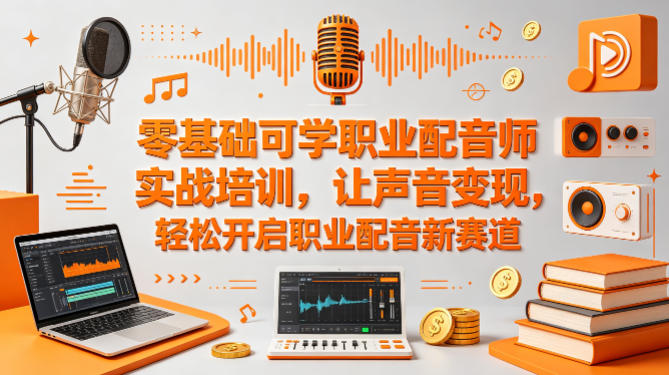 零基础可学职业配音师实战培训，让声音变现，轻松开启职业配音新赛道-小白项目网