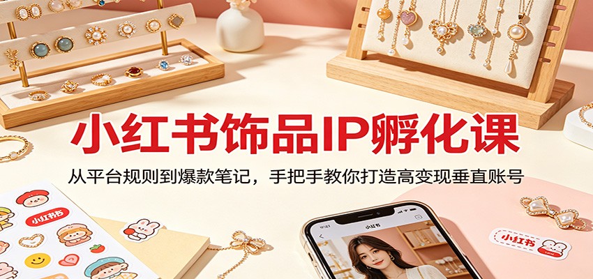 小红书饰品IP孵化课：从平台规则到爆款笔记，手把手教你打造高变现垂直账号-小白项目网