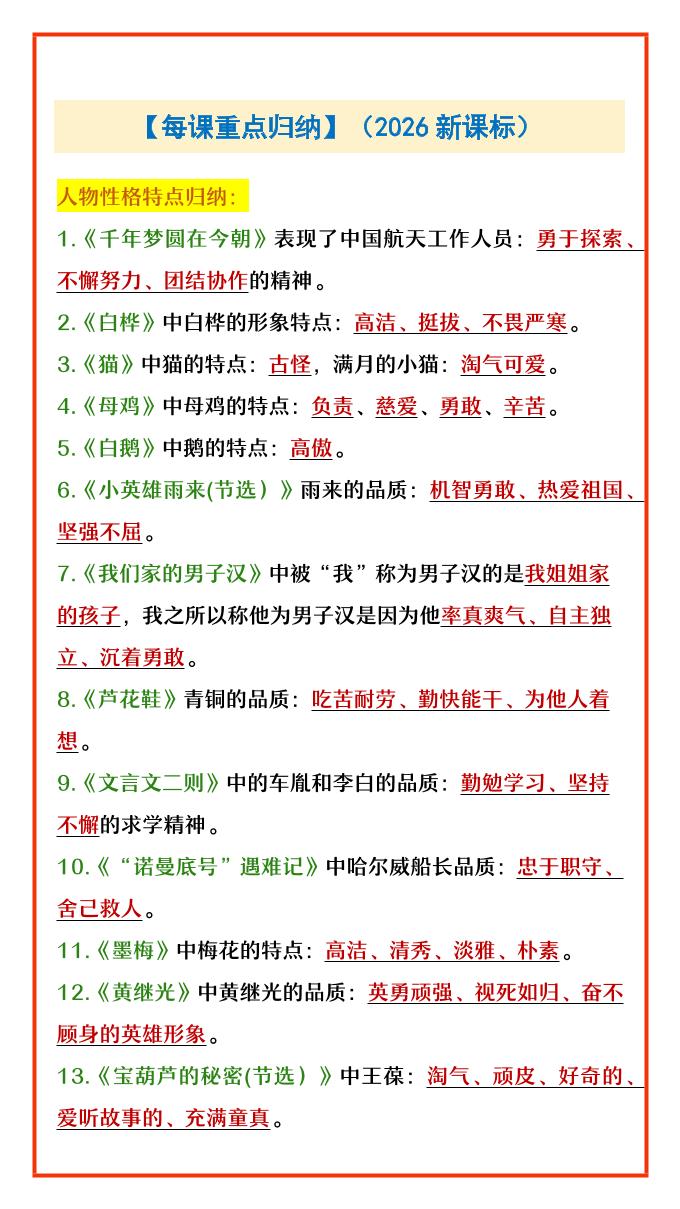 四年级下语文每课重点归纳-90网
