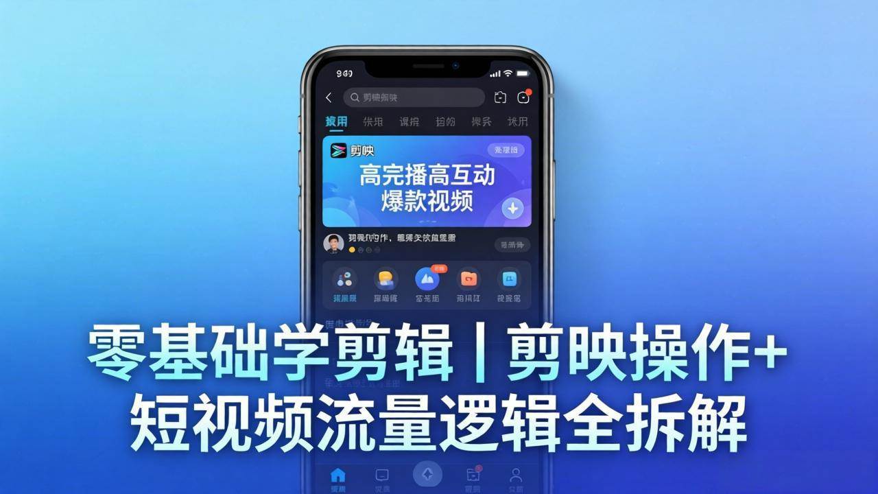 （18117期） 【零基础学剪辑】剪映操作+短视频流量逻辑全拆解｜手把手教你剪出高完播高互动爆款视频-优优云网创