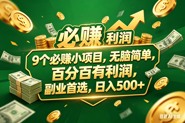 （18123期）9个必赚小项目，百分百赚米，无脑简单，副业首选，日入399+-邪修侠 - 演示