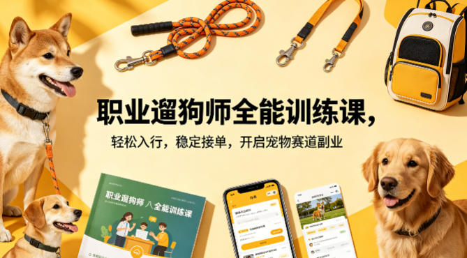 职业遛狗师全能训练课，轻松入行，稳定接单，开启宠物赛道副业-小小石博客