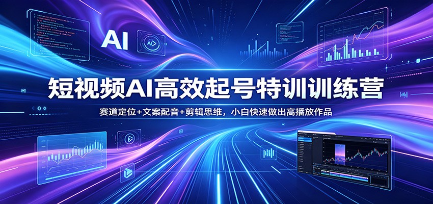 短视频AI高效起号特训训练营:赛道定位+文案配音+剪辑思维,小白快速做出高播放作品-羽桐社资源站