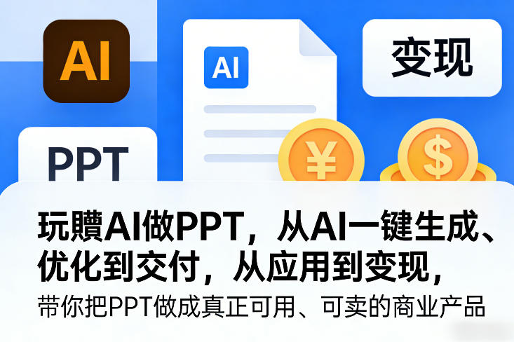 玩賺AI做PPT，从AI一键生成、优化到交付，从应用到变现，带你把PPT做成真正可用、可卖的商业产品(更新0421)-90网