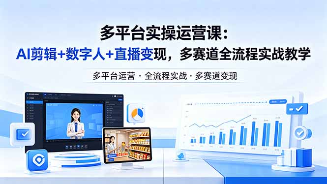 某团队多平台实操运营课-更新26年4月20：AI剪辑+数字人+直播变现，多赛道全流程实战教学-怪兽网创俱乐部