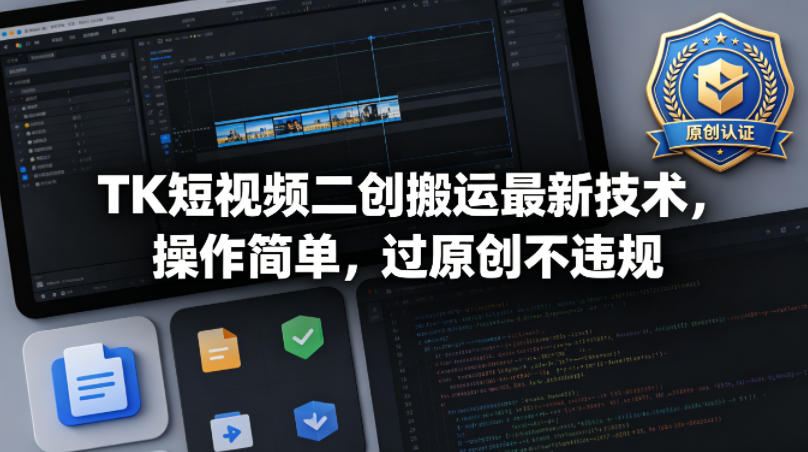 TK短视频二创搬运最新技术，操作简单，过原创不违规-90网