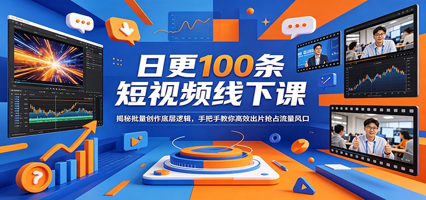 日更100条短视频线下课：揭秘批量创作底层逻辑，手把手教你高效出片抢占流量风口-优优云网创