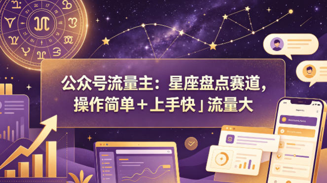 公众号流量主：星座盘点赛道，操作简单＋上手快＋流量大-优优云网创