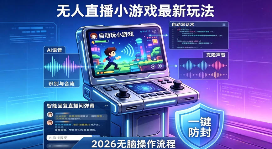 2026年AI无人直播小游戏全流程，不违规不封号，开启创业副业增收之路，小白月入1w+【揭秘】-羽桐社资源站