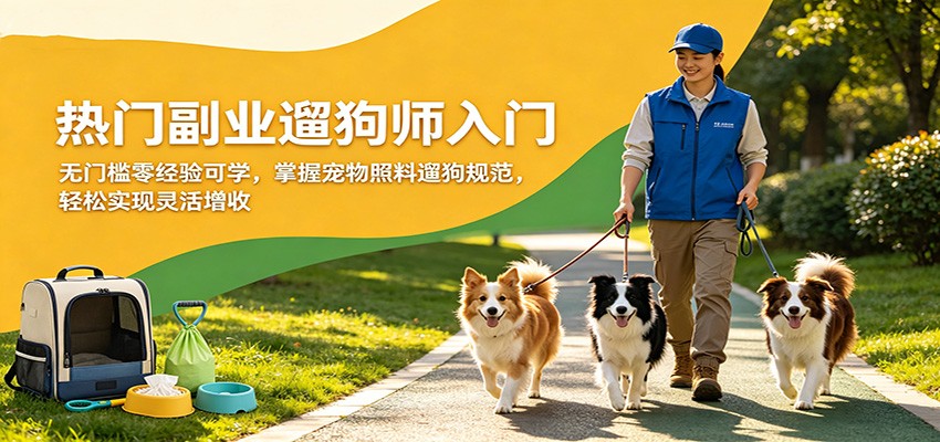 热门副业遛狗师入门，无门槛零经验可学，掌握宠物照料遛狗规范，轻松实现灵活增收-怪兽网创俱乐部