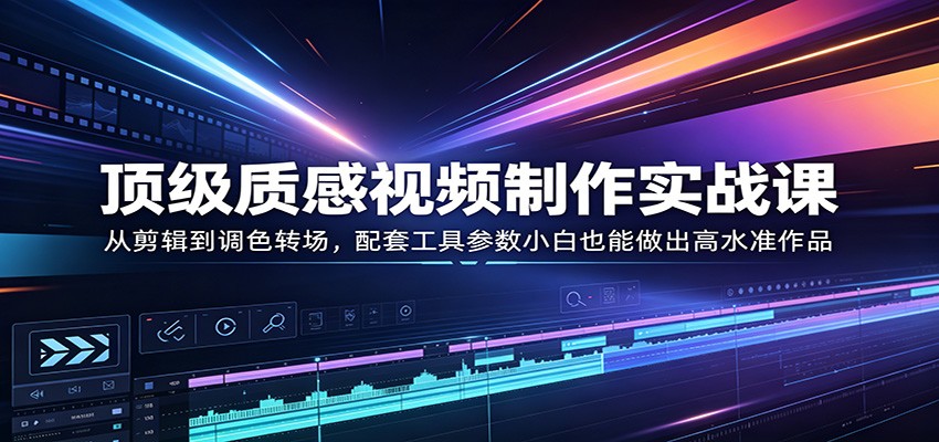 顶级质感视频制作实战课：从剪辑到调色转场，配套工具参数小白也能做出高水准作品-怪兽网创俱乐部