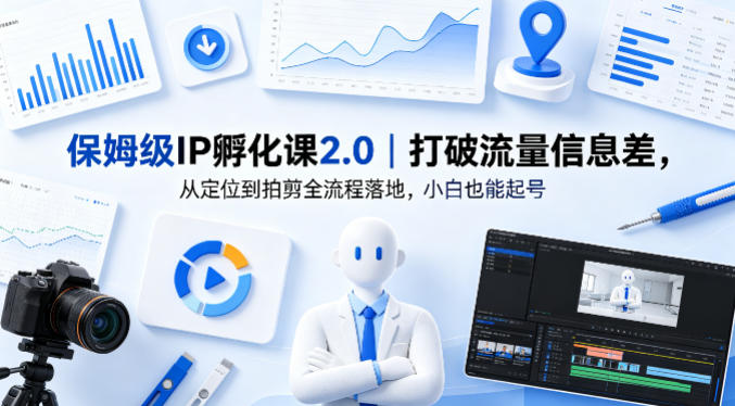 保姆级IP孵化课2.0｜打破流量信息差，从定位到拍剪全流程落地，小白也能起号-优优云网创