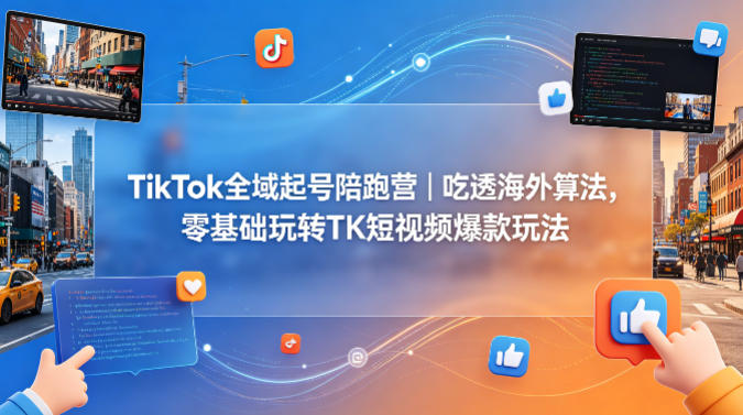 TikTok全域起号陪跑营｜吃透海外算法，零基础玩转TK短视频爆款玩法-90网