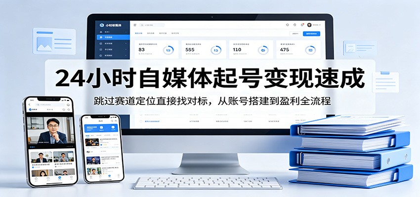 24小时自媒体起号变现速成，跳过赛道定位直接找对标，从账号搭建到盈利全流程-小白项目网