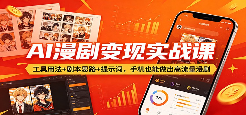 AI漫剧变现实战课：工具用法+剧本思路+提示词，手机也能做出高流量漫剧-极栈网络