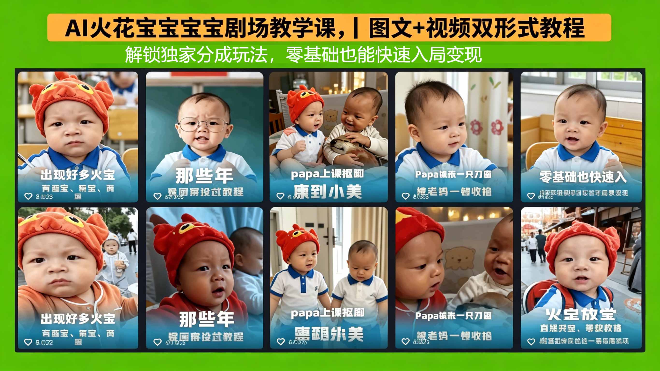 AI火花宝宝宝宝剧场教学课,图文+视频双形式教程,解锁独家分成玩法,零基础也能快速入局变现-羽桐社资源站