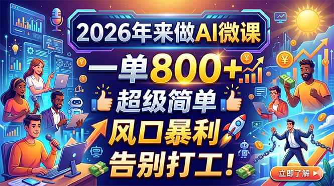 2026年来做AI微课,一单800+,超级简单,风口暴利,告别打工!-羽桐社资源站