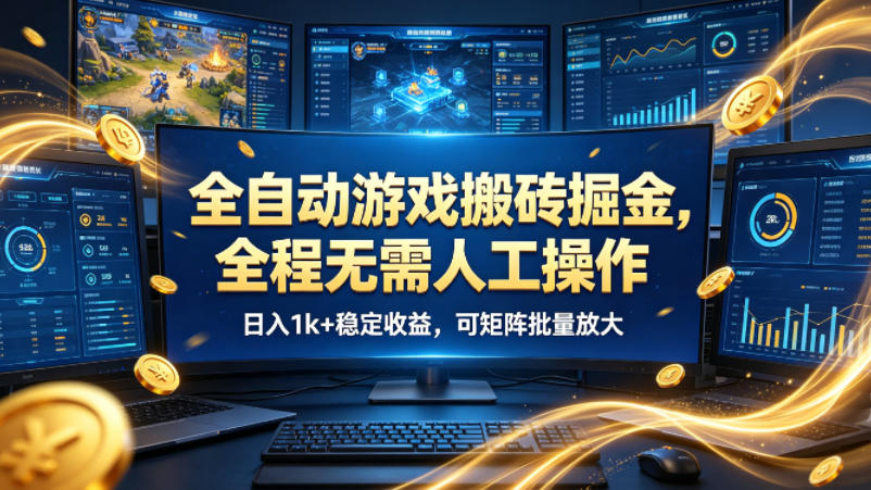 全自动游戏搬砖掘金，全程无需人工操作，日入1k+稳定收益，可矩阵批量放大【揭秘】-小白项目网