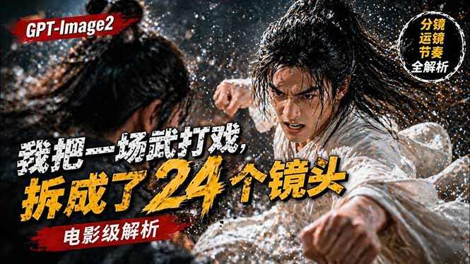 用GPT-Image2,把一段武打对决拆成24个连续镜头,从人物建立、动作衔接、运镜节奏,到情绪爆发-羽桐社资源站