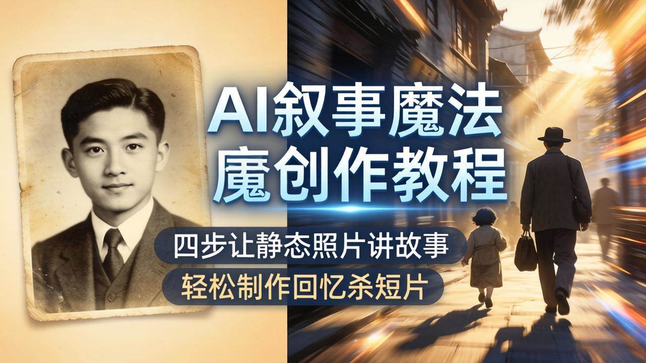 （18208期）AI叙事魔法创作教程，四步让静态照片讲故事，老照片修复加动态特效，轻松制作回忆杀短片-小白项目网