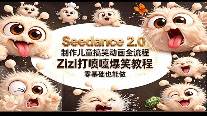 （18211期）Seedance 2.0 制作儿童搞笑动画全流程Zizi打喷嚏爆笑教程｜零基础也能做-小白项目网