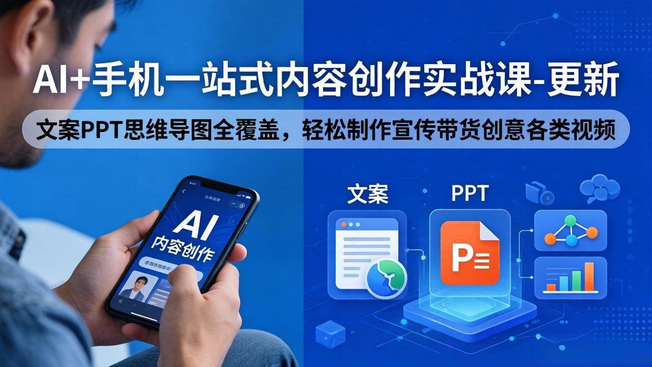 （18204期）AI+手机一站式内容创作实战课-更新，文案PPT思维导图全覆盖，轻松制作宣传带货创意各类视频-小白项目网