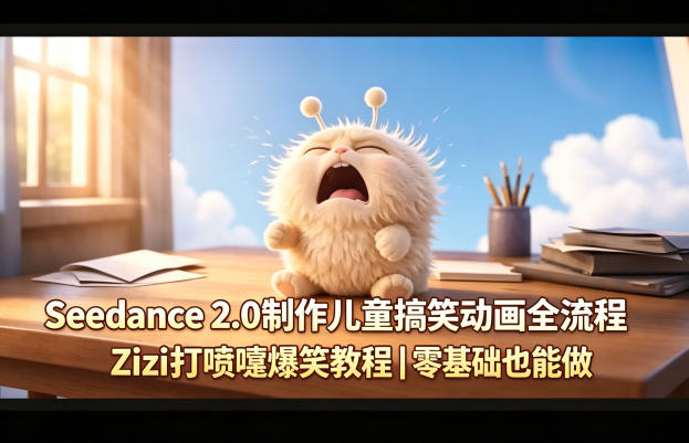 Seedance 2.0制作儿童搞笑动画全流程Zizi打喷嚏爆笑教程｜零基础也能做-90网