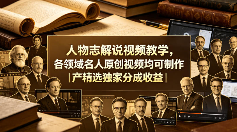 人物志解说视频教学，各领域名人原创视频均可制作丨精选独家分成收益-小白项目网