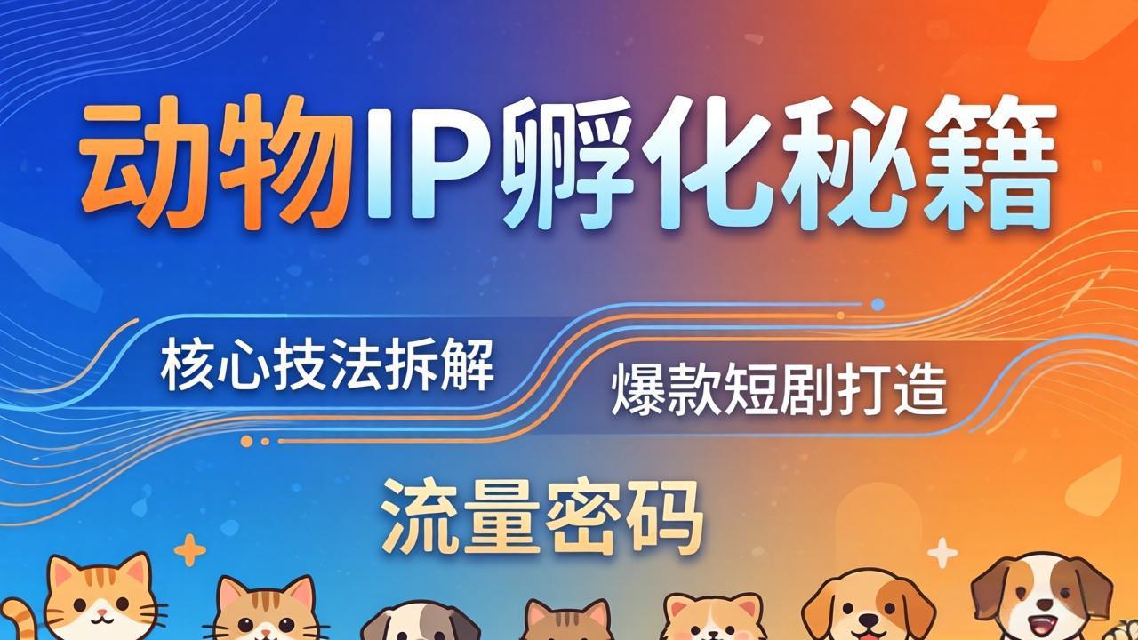 动物IP孵化全套秘籍,三大核心技法拆解,打造爆款萌宠短剧,轻松拿捏赛道流量密码-羽桐社资源站