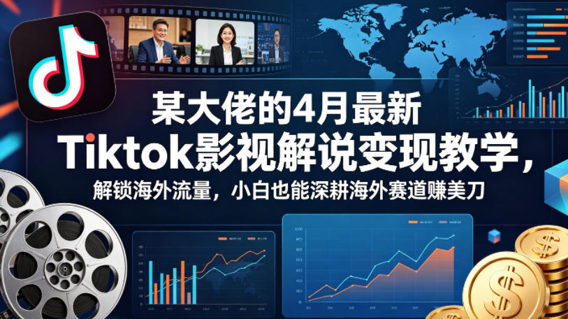 某大佬的4月最新Tiktok影视解说变现教学，解锁海外流量，小白也能深耕海外赛道賺美刀-小白项目网
