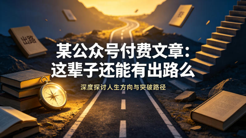 某公众号付费文章:这辈子还能有出路么-90网