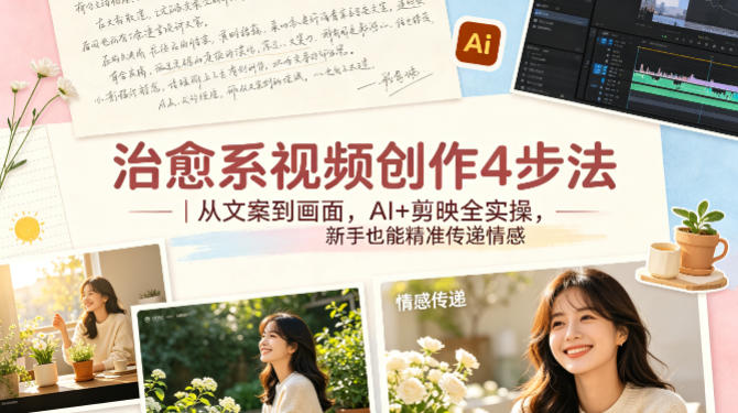 治愈系视频创作4步法|从文案到画面,AI+剪映全实操,新手也能精准传递情感-90网