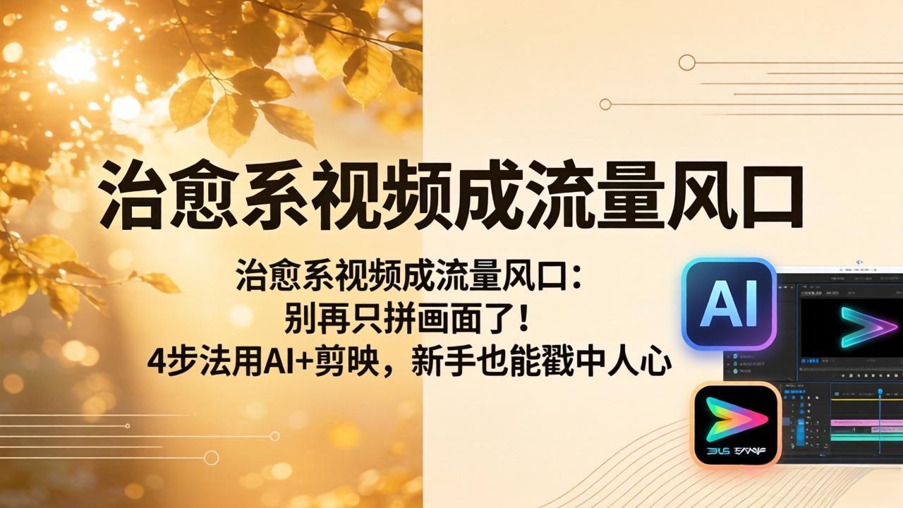 治愈系视频成流量风口:别再只拼画面了!4步法用AI+剪映,新手也能戳中人心-羽桐社资源站