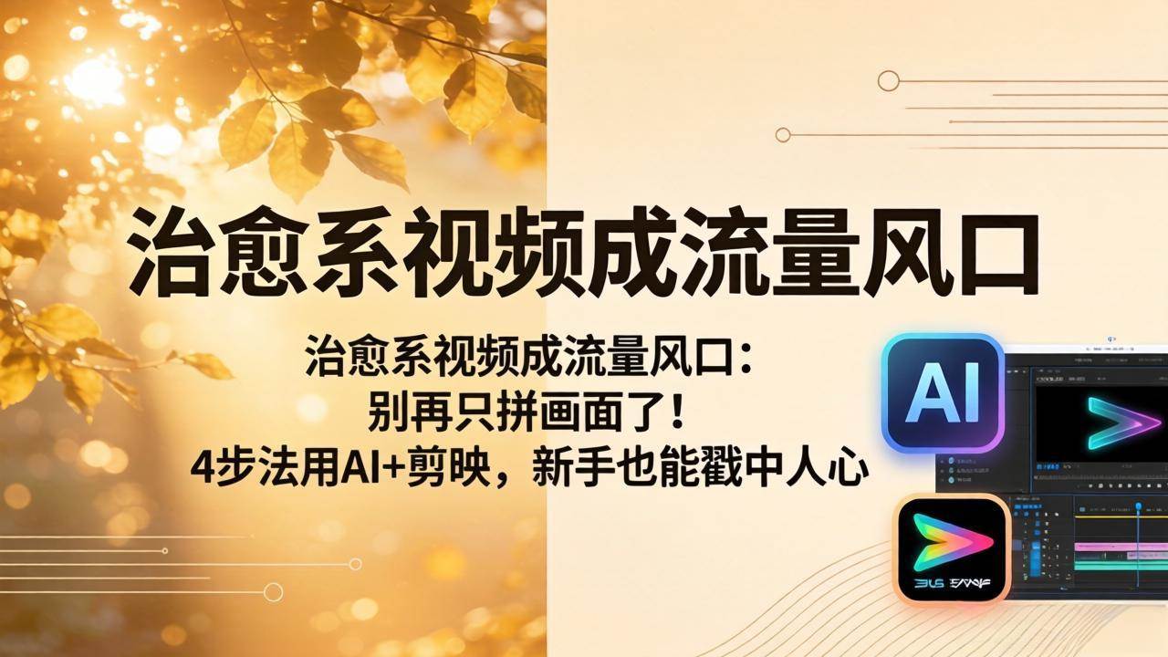 （18219期）治愈系视频成流量风口：别再只拼画面了！4步法用AI+剪映，新手也能戳中人心-小白项目网