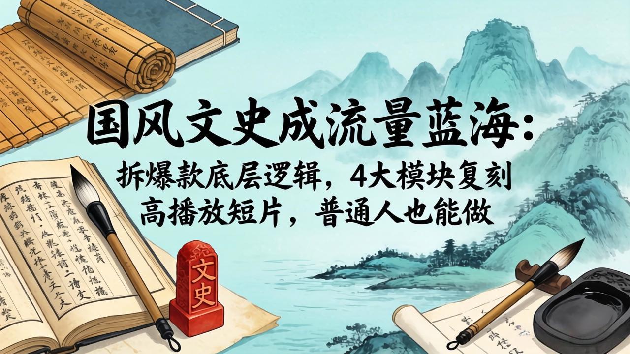 国风文史成流量蓝海:拆爆款底层逻辑,4大模块复刻高播放短片,普通人也能做-羽桐社资源站