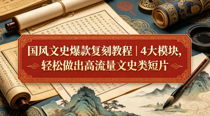 国风文史爆款复刻教程｜4大模块，轻松做出高流量文史类短片-90网