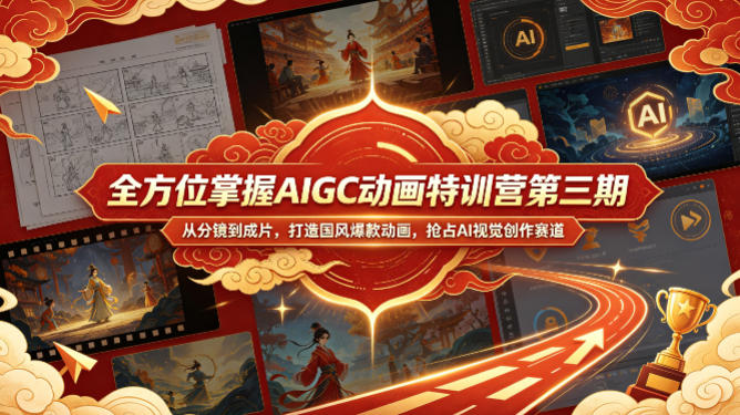 全方位掌握AIGC动画特训营第三期，从分镜到成片，打造国风爆款动画，抢占AI视觉创作赛道红利-90网