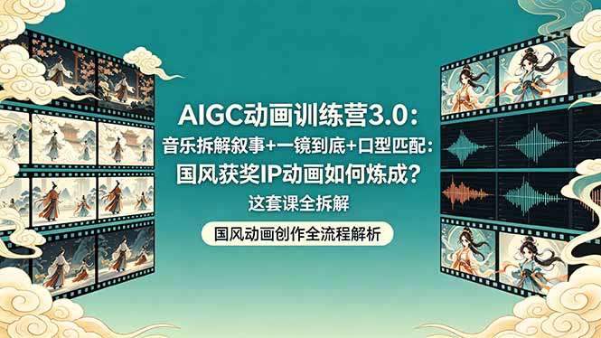 AIGC动画训练营3.0:音乐拆解叙事+一镜到底+口型匹配:国风获奖IP动画如何炼成?这套课全拆解