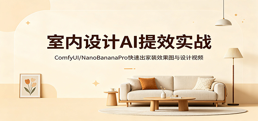 室内设计AI提效实战：ComfyUI/NanoBananaPro快速出家装效果图与设计视频-极栈网络