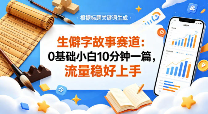 公众号流量主——生僻字故事赛道，流量稳，好上手，0基础小白也能10分钟一篇-怪兽网创俱乐部